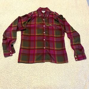 Helen Fabrikant Vintage Button Down. Vivid‎ Jewel Colors. Unique Design. Size 4.
